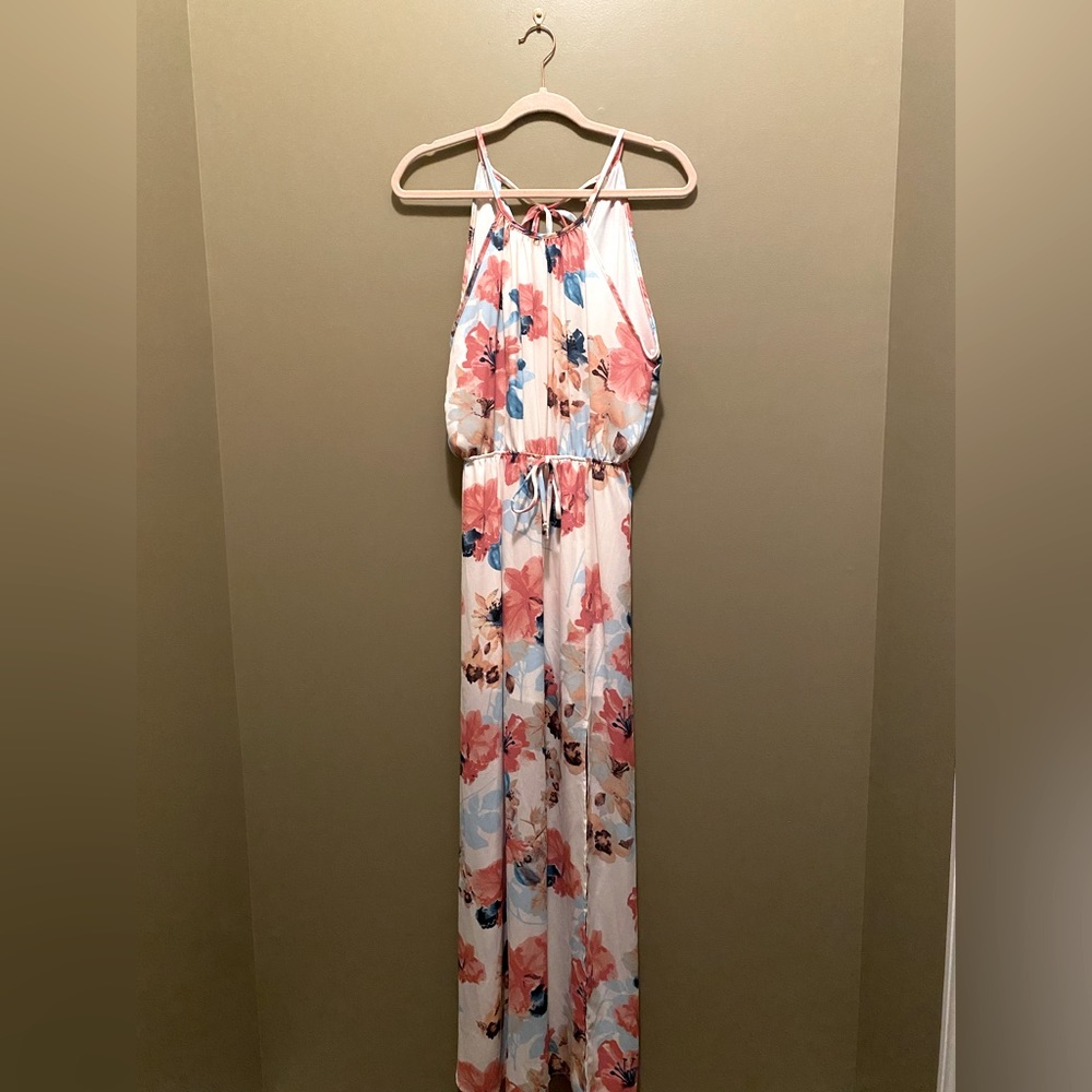 Pink Lily Boutique Peach Love California Floral Maxi Dress